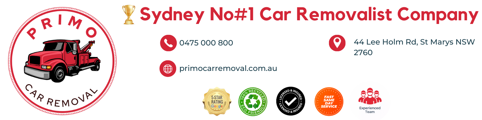 Primo Car Removal Banner